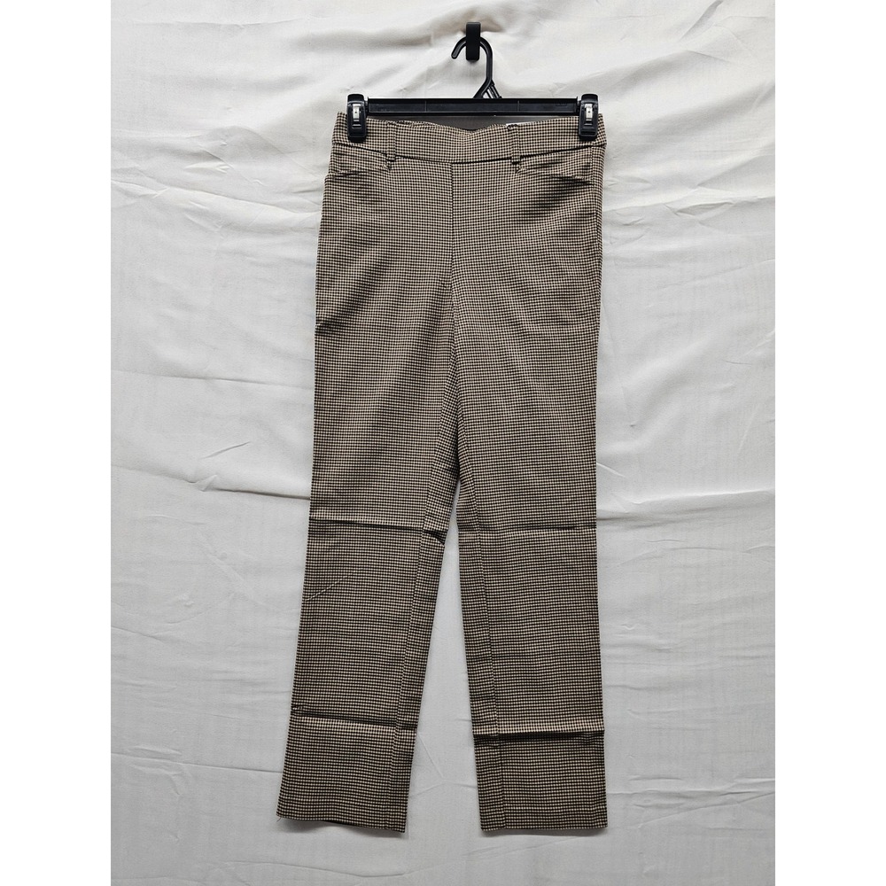 Rafaella Womens Houndstooth Pants Khaki Viscose Blend Casual Size 4